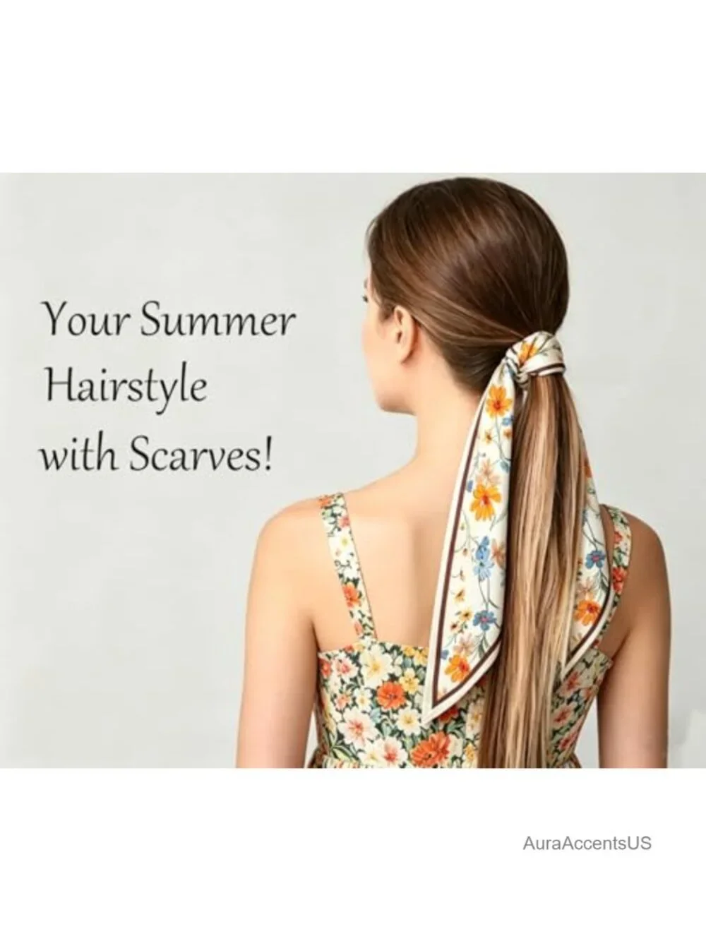 Silky Hair Scarf for Women, Long Ribbon Headband, Multi-Use Neck Scarf
